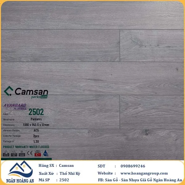 Sàn Gỗ Công Nghiệp Camsan Hèm V 2502 12mm