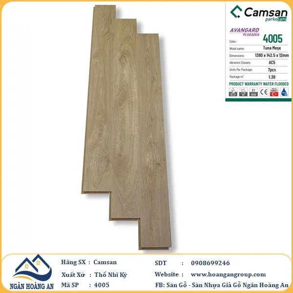 Sàn Gỗ Công Nghiệp Camsan Hèm V 4005 12mm