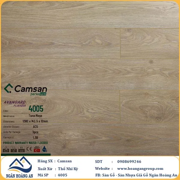 Sàn Gỗ Công Nghiệp Camsan Hèm V 4005 12mm