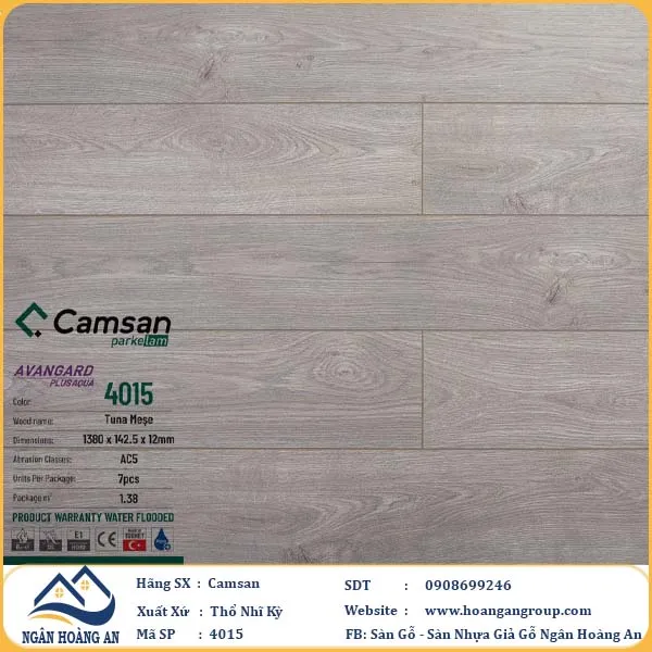 Sàn Gỗ Công Nghiệp Camsan Hèm V 4015 12mm