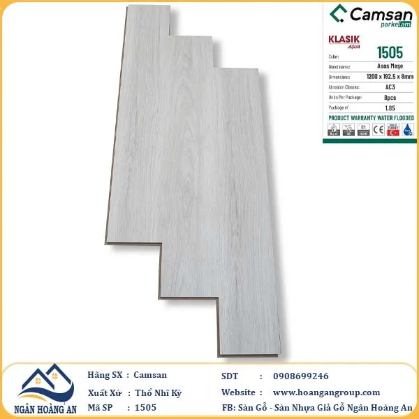 Sàn Gỗ Công Nghiệp Camsan Hèm Phẳng 1505 8mm