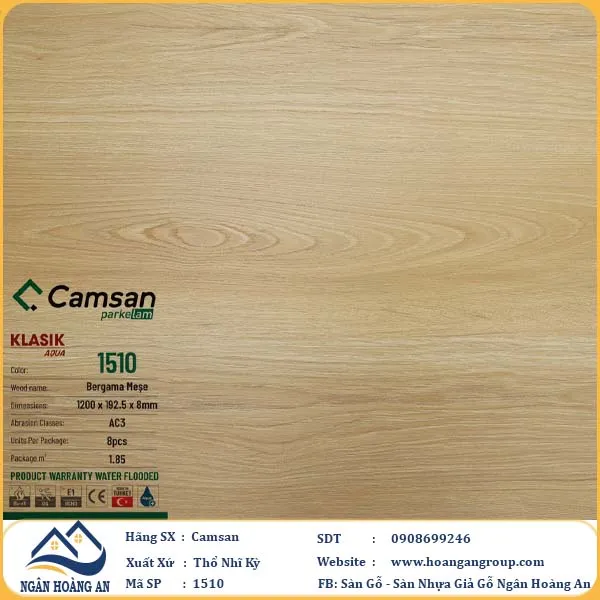 Sàn Gỗ Công Nghiệp Camsan Hèm Phẳng 1510 8mm