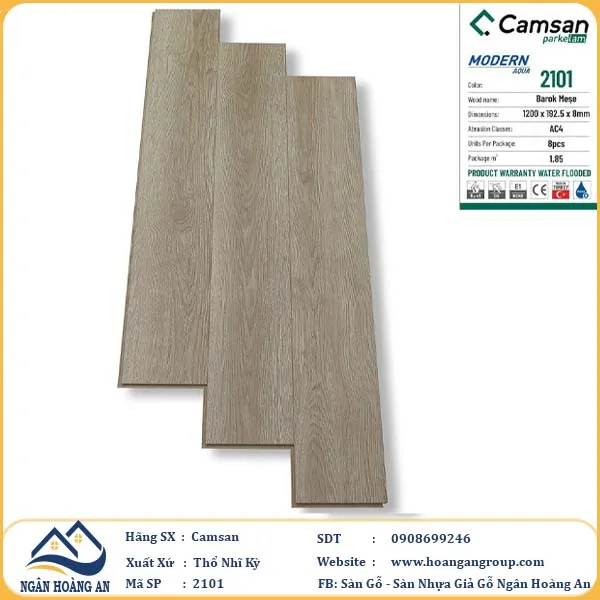 Sàn Gỗ Công Nghiệp Camsan Hèm V 2101 8mm