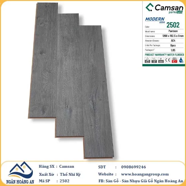 Sàn Gỗ Công Nghiệp Camsan Hèm V 2502 8mm