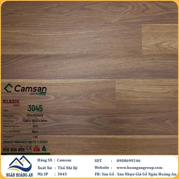 Sàn Gỗ Công Nghiệp Camsan Hèm Phẳng 3045 8mm