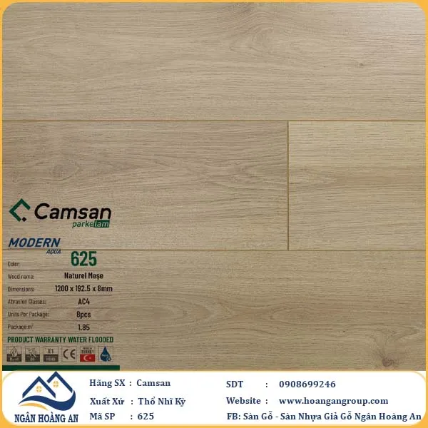 Sàn Gỗ Công Nghiệp Camsan Hèm V 625 8mm