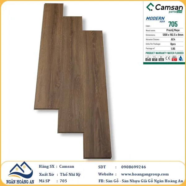 Sàn Gỗ Công Nghiệp Camsan Hèm V 705 8mm