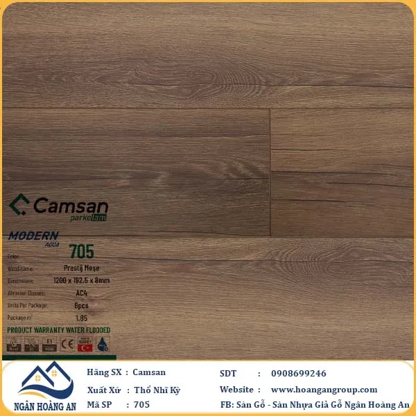 Sàn Gỗ Công Nghiệp Camsan Hèm V 705 8mm