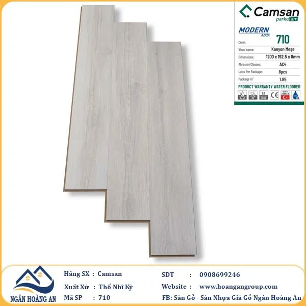 Sàn Gỗ Công Nghiệp Camsan Hèm V 710 8mm