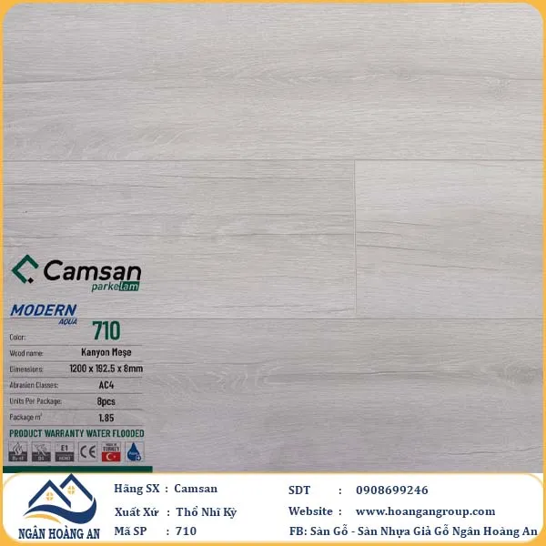 Sàn Gỗ Công Nghiệp Camsan Hèm V 710 8mm