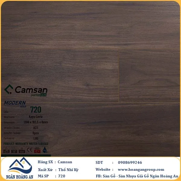 Sàn Gỗ Công Nghiệp Camsan Hèm V 720 8mm