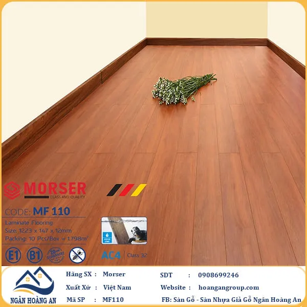 Sàn Gỗ Công Nghiệp Morser Cốt Trắng 12mm MF 110