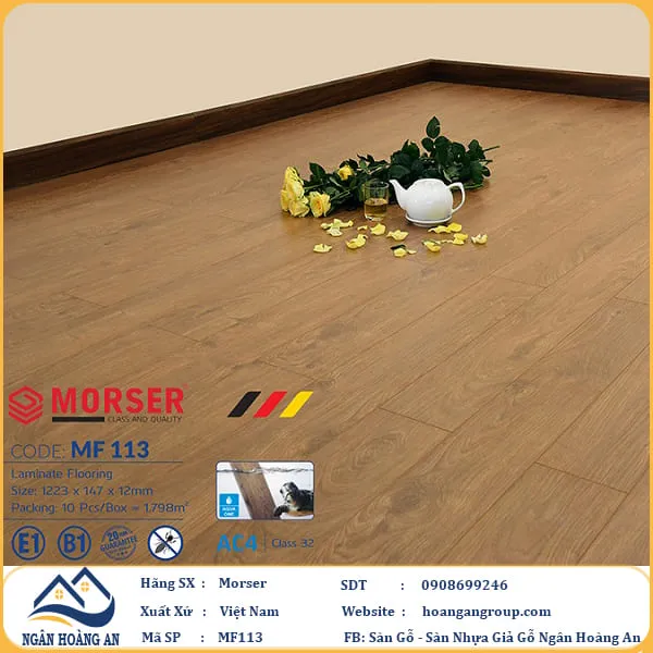 Sàn Gỗ Công Nghiệp Morser Cốt Trắng 12mm MF 113