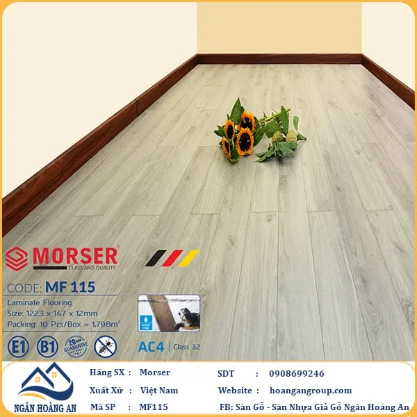Sàn Gỗ Công Nghiệp Morser Cốt Trắng 12mm MF 115