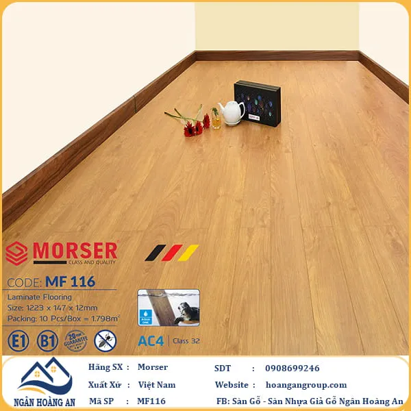 Sàn Gỗ Công Nghiệp Morser Cốt Trắng 12mm MF 116