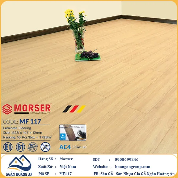 Sàn Gỗ Công Nghiệp Morser Cốt Trắng 12mm MF 117