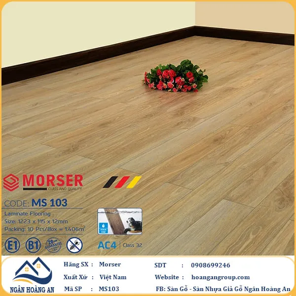 Sàn Gỗ Công Nghiệp Morser Cốt Xanh 12mm MS 103