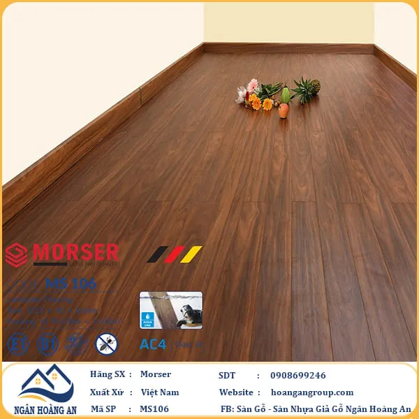 Sàn Gỗ Công Nghiệp Morser Cốt Xanh 12mm MS 106