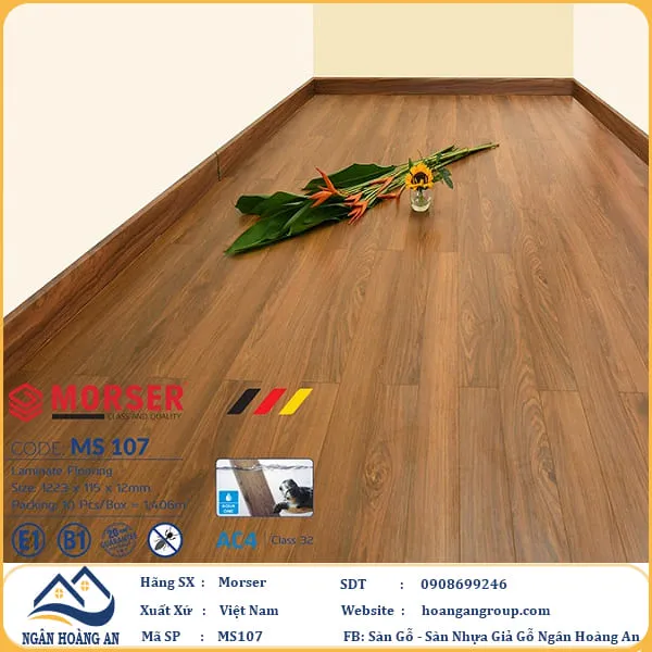 Sàn Gỗ Công Nghiệp Morser Cốt Xanh 12mm MS 107