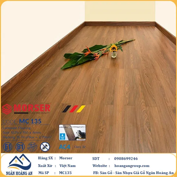 Sàn Gỗ Công Nghiệp Morser Cốt Xanh 8mm MC135