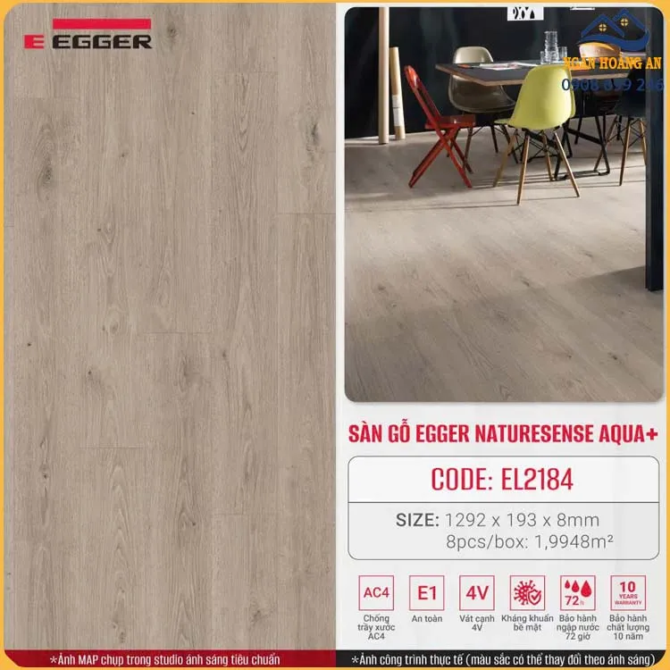 Sàn Gỗ Công Nghiệp Đức Egger Aqua+ EL2184 8mm