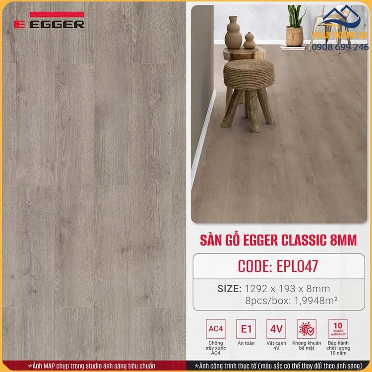 Sàn Gỗ Công Nghiệp Egger Fro 8mm EPL047