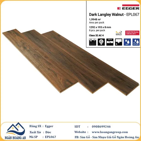 Sàn Gỗ Công Nghiệp Egger Aqua 8mm EPL067