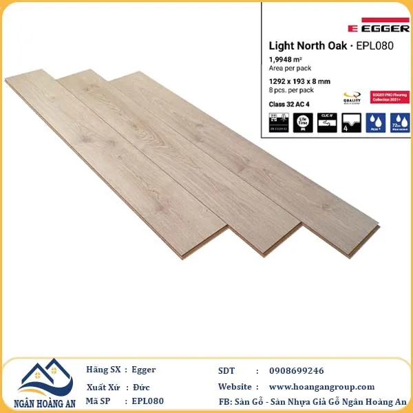 Sàn Gỗ Công Nghiệp Egger Aqua 8mm EPL080