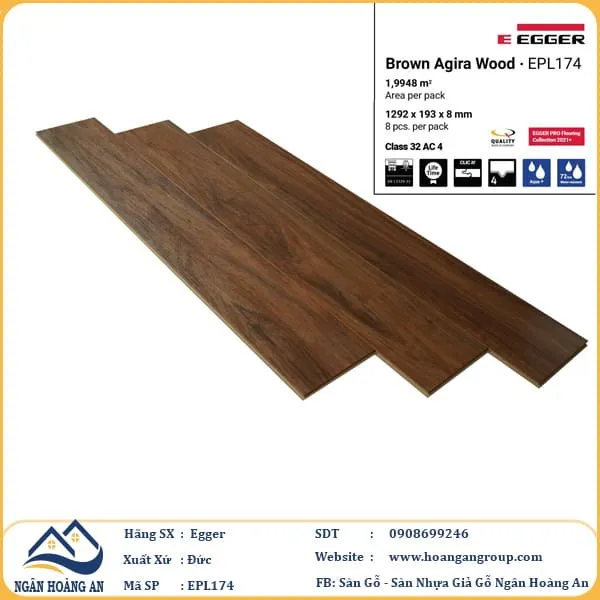 Sàn Gỗ Công Nghiệp Egger Aqua 8mm EPL174