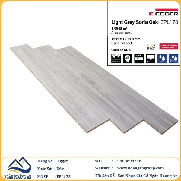 Sàn Gỗ Công Nghiệp Egger Aqua 8mm EPL178