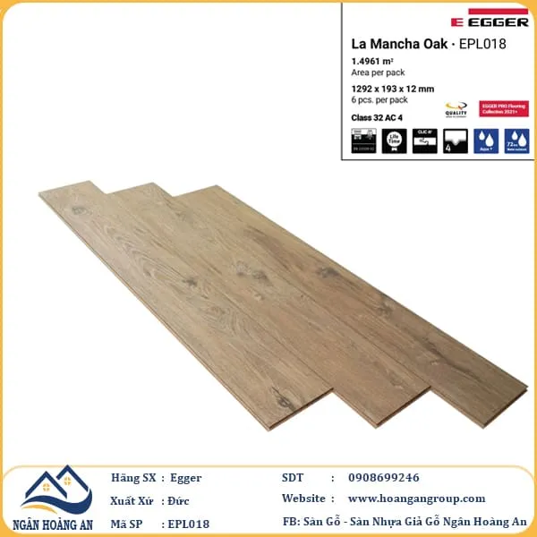 Sàn Gỗ Công Nghiệp Egger Aqua 12mm EPL018