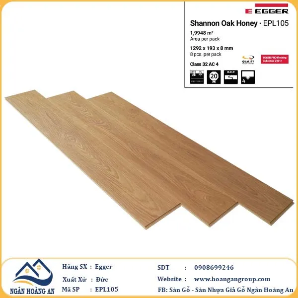 Sàn Gỗ Công Nghiệp Egger Pro 8mm EPL105