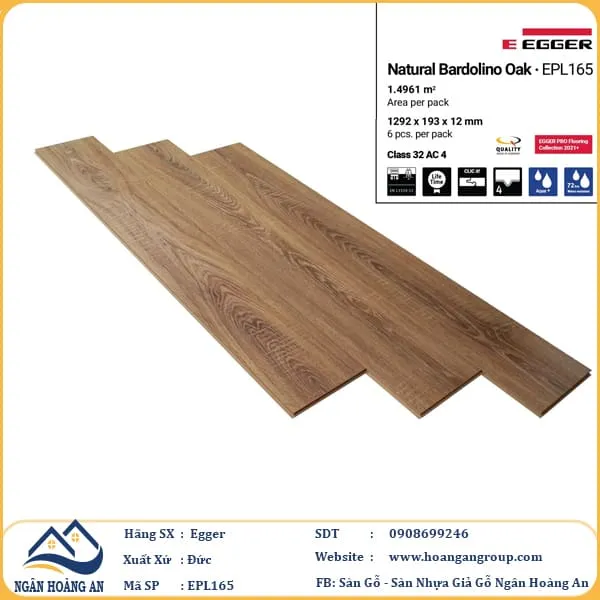 Sàn Gỗ Công Nghiệp Egger Aqua 12mm EPL165