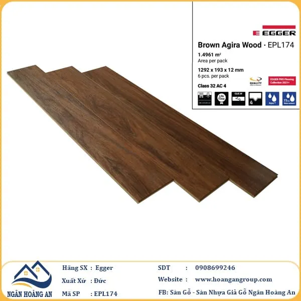 Sàn Gỗ Công Nghiệp Egger Aqua 12mm EPL174