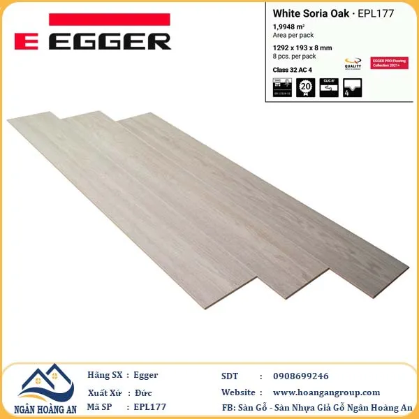 Sàn Gỗ Công Nghiệp Egger Pro 8mm EPL177