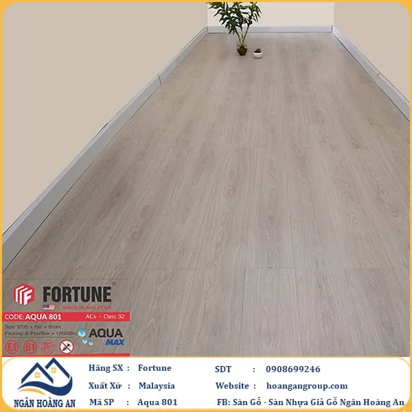 Sàn Gỗ  Công Nghiệp Fortune Aqua 801 Dày 8mm