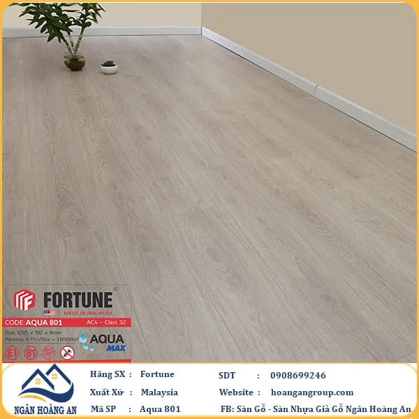 Sàn Gỗ  Công Nghiệp Fortune Aqua 801 Dày 8mm
