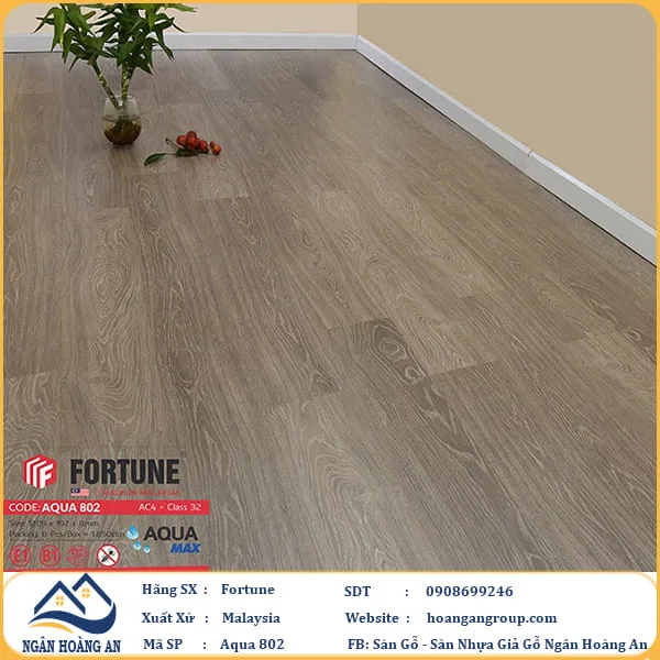 Sàn Gỗ  Công Nghiệp Fortune Aqua 802 Dày 8mm