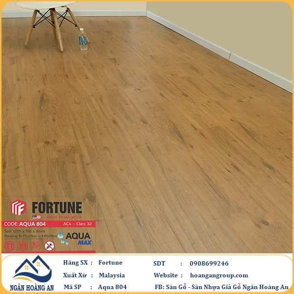 Sàn Gỗ  Công Nghiệp Fortune Aqua 804 Dày 8mm