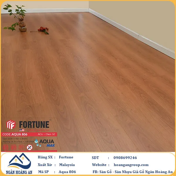 Sàn Gỗ  Công Nghiệp Fortune Aqua 806 Dày 8mm