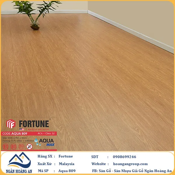 Sàn Gỗ  Công Nghiệp Fortune Aqua 809 Dày 8mm