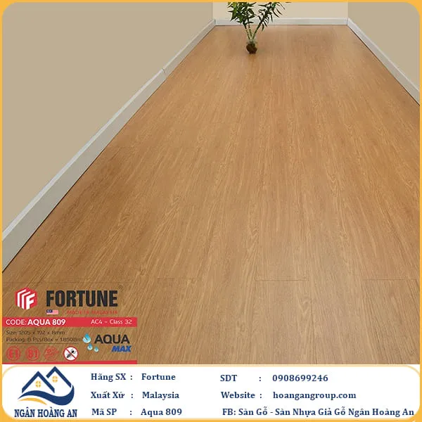 Sàn Gỗ  Công Nghiệp Fortune Aqua 809 Dày 8mm
