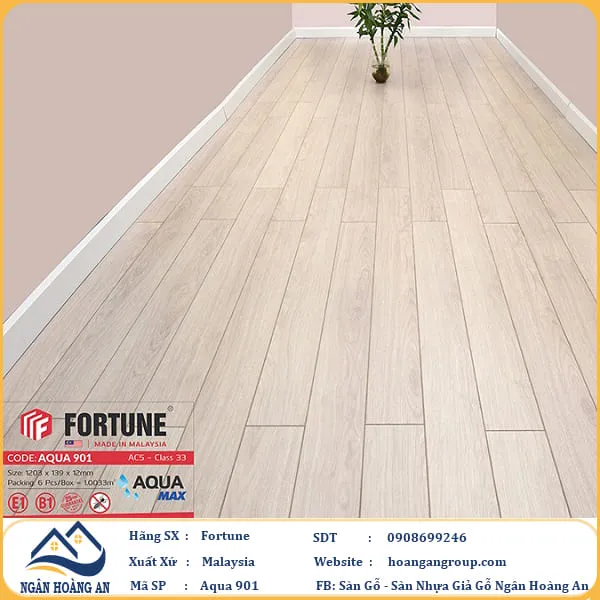 Sàn Gỗ  Công Nghiệp Fortune Aqua 901 Dày 12mm