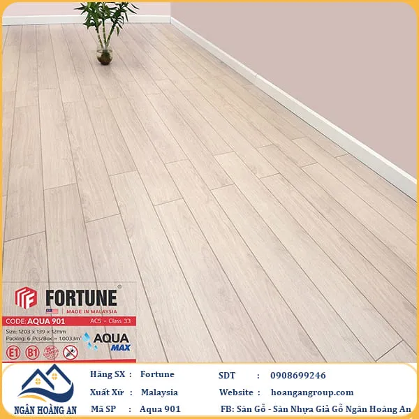 Sàn Gỗ  Công Nghiệp Fortune Aqua 901 Dày 12mm