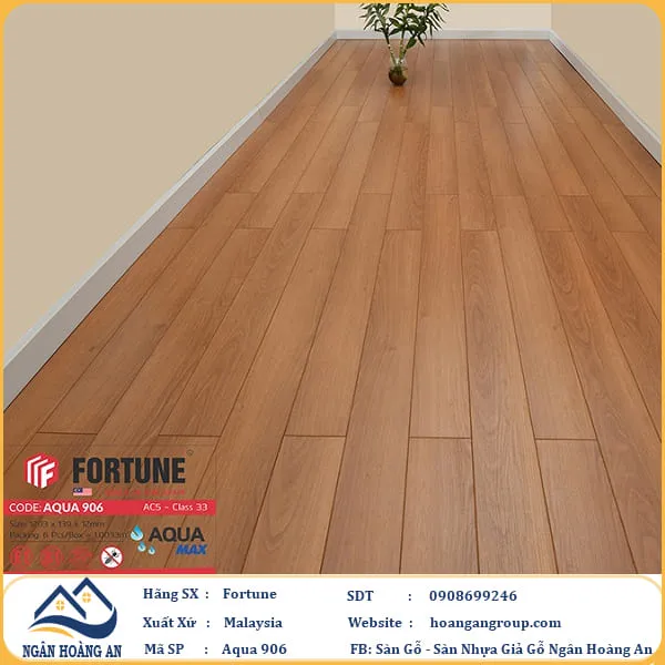 Sàn Gỗ Công Nghiệp Fortune Aqua 906 Dày 12mm