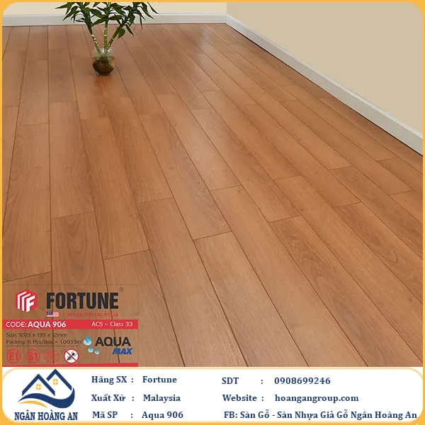 Sàn Gỗ Công Nghiệp Fortune Aqua 906 Dày 12mm