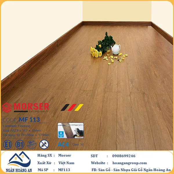 Sàn Gỗ Công Nghiệp Morser Cốt Trắng 12mm MF 113