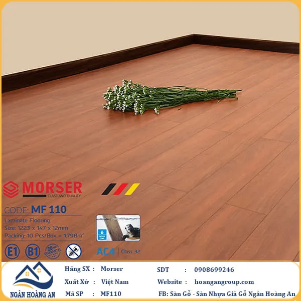 Sàn Gỗ Công Nghiệp Morser Cốt Trắng 12mm MF 110