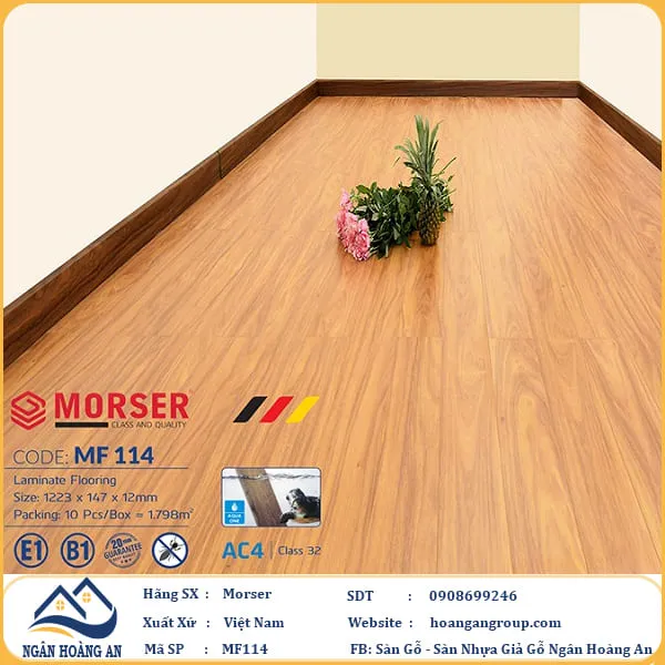 Sàn Gỗ Công Nghiệp Morser Cốt Trắng 12mm MF 114