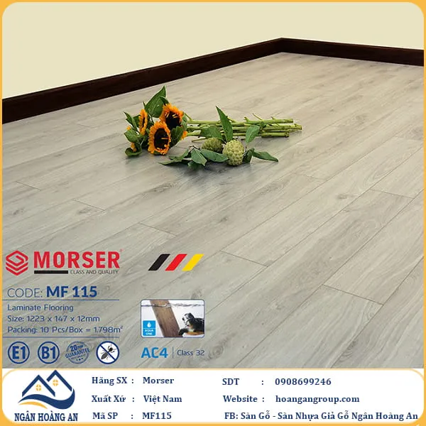 Sàn Gỗ Công Nghiệp Morser Cốt Trắng 12mm MF 115
